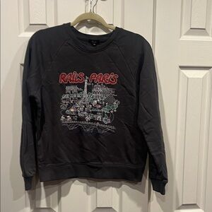 NWT-Rails Paris Graphic Crewneck Sweater - Dark Gray